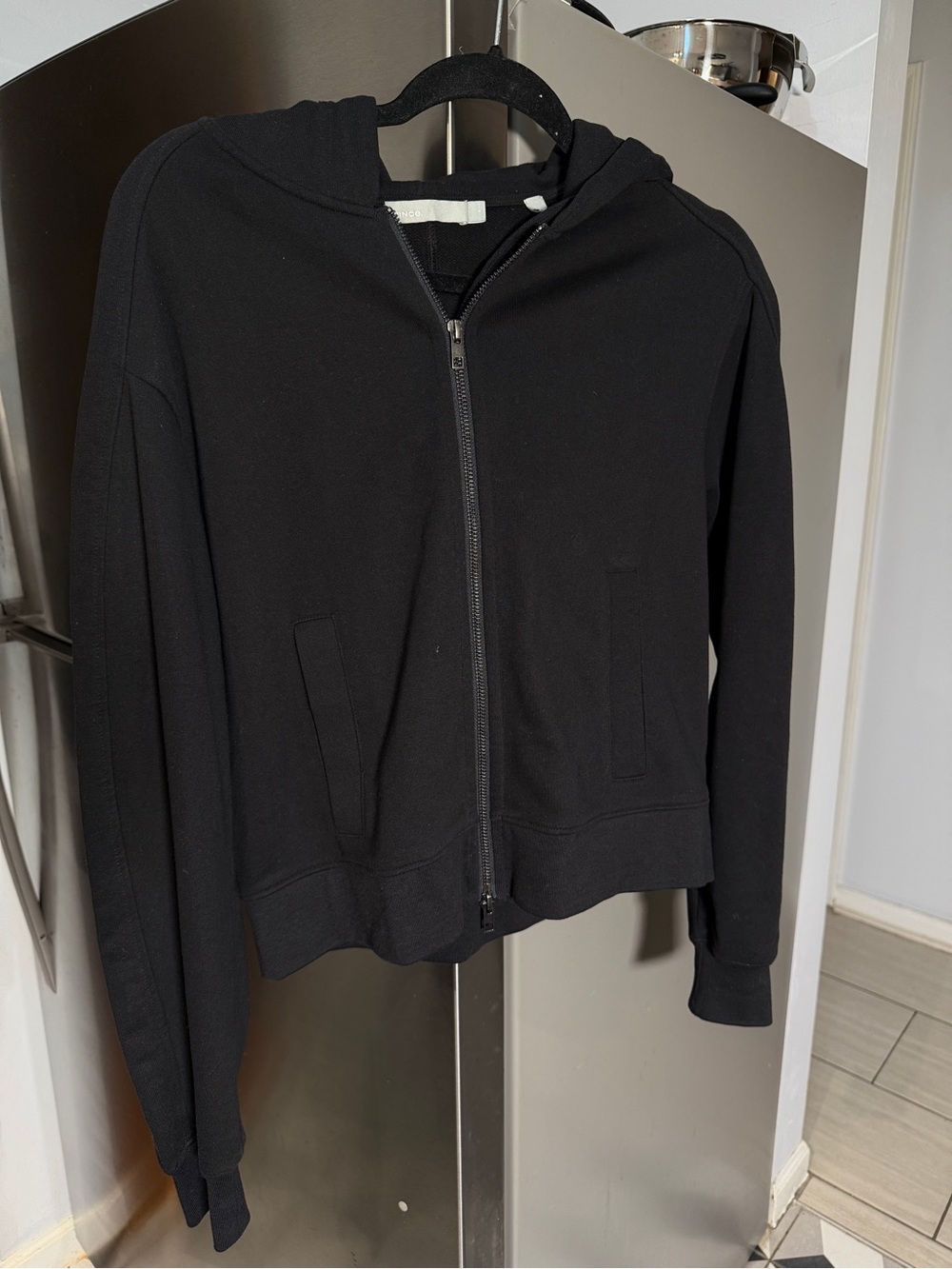 Vince Black Zip Hoodie Lightweight Jacket